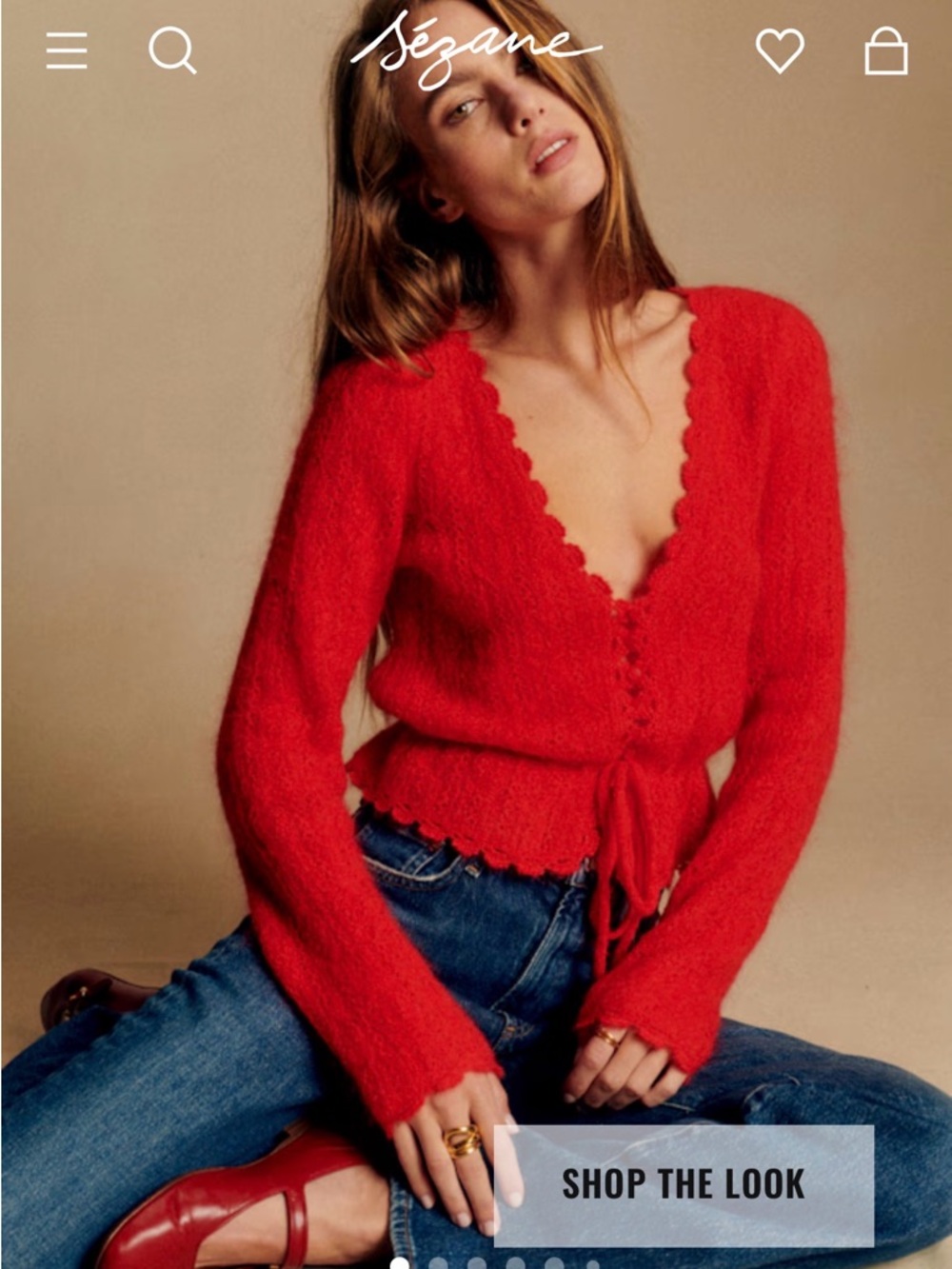 Sezane Red Elise Knit Cardigan
